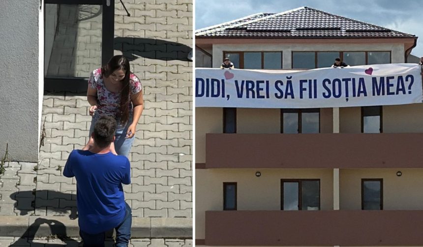 Didi vrei sa fii sotia mea Cerere in casatorie cu banner in Sibiu