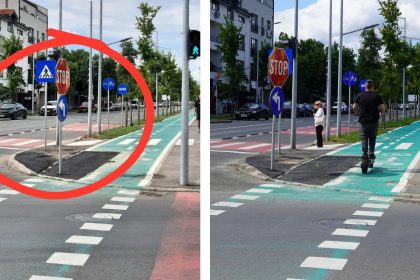 Stalpul din pista de biciclete a fost mutat