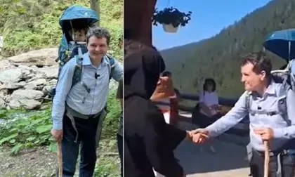 Nicisor Dan drumeie n Fagaras cu fiul su