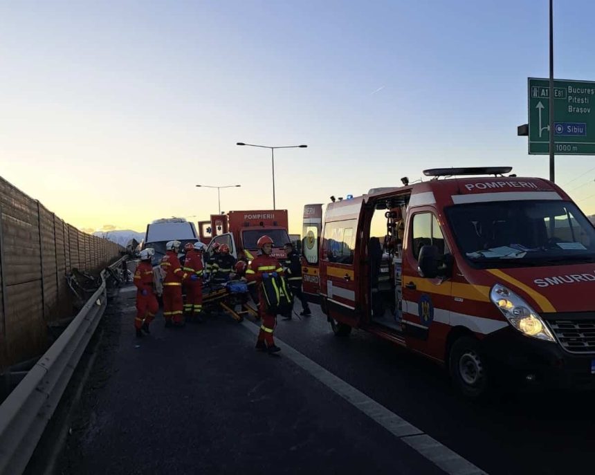 Accident pe A1 iesirea spre Cisnadie doua masini si un ranit