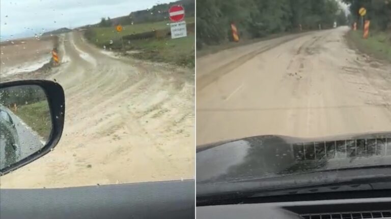 Soferi revoltai din cauza noroiului pe sosea Sigurana ne este in pericol