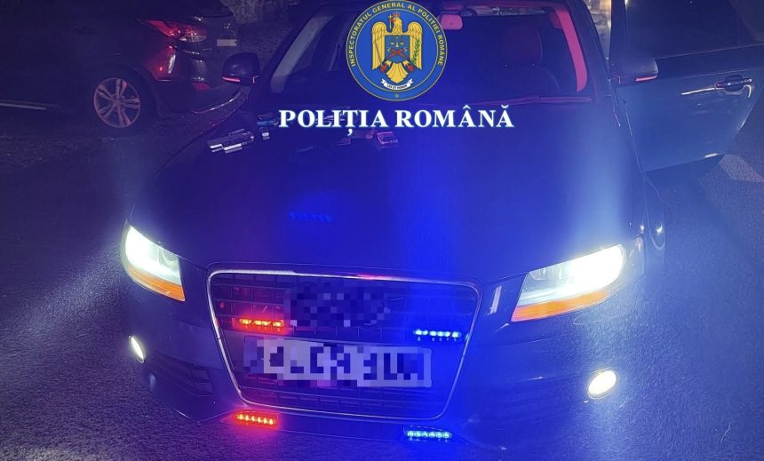 Tanar prins pe Valea Oltului cu girofar fals