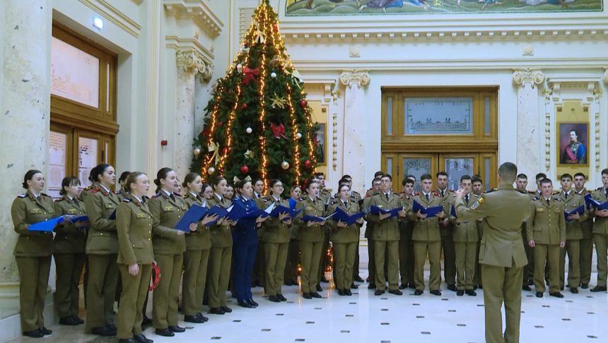 Corul studentesc al Academiei Nicolae Balcescu Sibiu a colindat la Palatul Patriarhiei