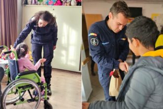 Jandarmii sibieni au oferit zambete si cadouri copiilor cu dizabilitati