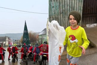 Sportivi din Sibiu imbracati in Mos Craciun au dus cadouri familiilor nevoiase