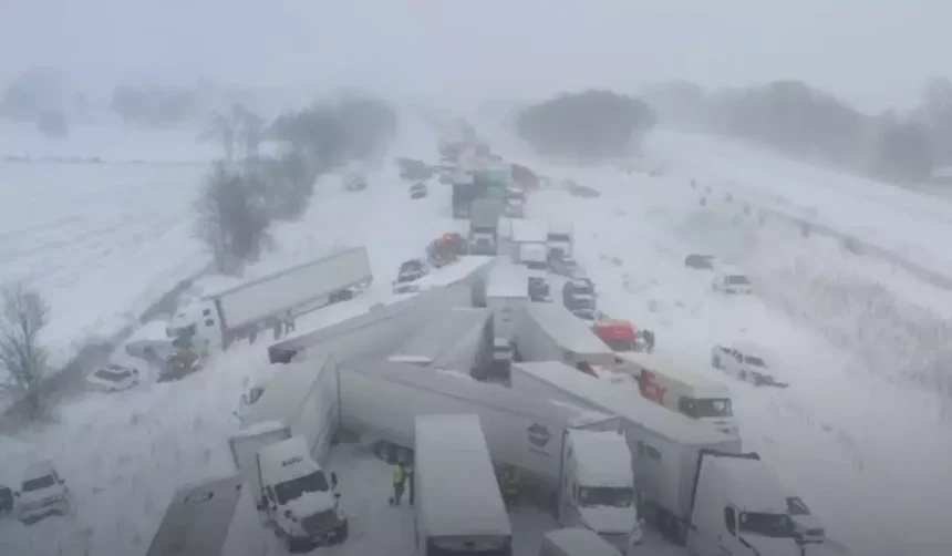 Haos pe o autostrada din SUA peste 100 de vehicule implicate intr un accident in lant video