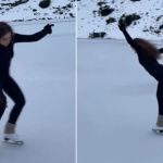 Lacurile inghetate din Sibiu attrag privitori curiosi o influenceria a patinat pe Iezer la aproape 2000 de metri altitudine video
