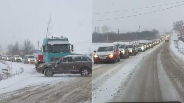 Ninsoarea afecteaza traficul pe DN14 si Bradu