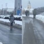 Trotuare impracticabile in Turnisor din cauza zapezii