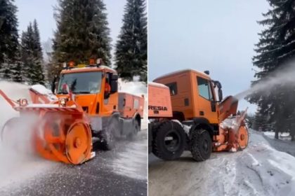 Zeci de utilaje actioneaza pe drumurile din Sibiu