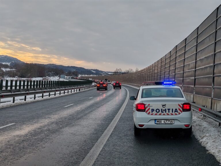 soferita bauta oprita de politie pe autostrada deva sibiu