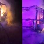Incendiu dat intentionat la Copsa Mica un autocamion a fost distrus complet in mijlocul noptii