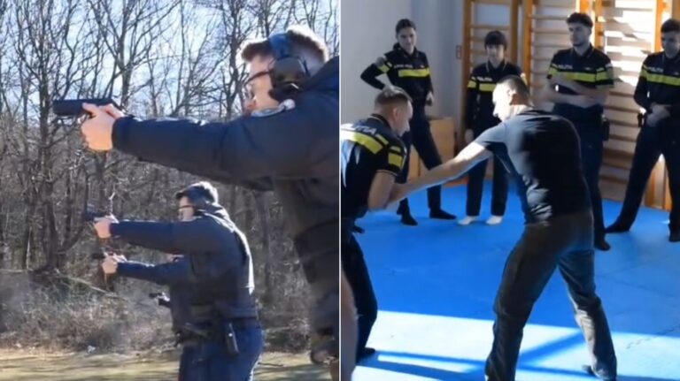 Noii politisti din Sibiu antrenament in polygon au invatat sa traga cu arma si sa se apere de infractori video