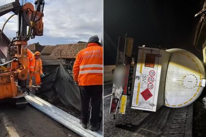 Parapetul de siguranta de pe DN1 la Scoreiu a fost refacut dupa ce a fost distrus de o autocisterna plina cu gaz video