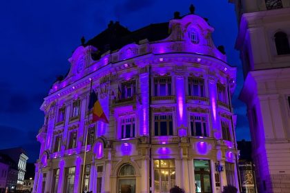 Primaria Sibiu iluminata in violet pentru constientizarea epilepsiei