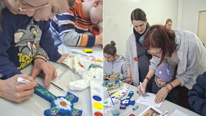 actiune inedita la biserica din curtea spitalului judetean din sibiu cruci pictate de copii oferite pacientilor din saloane