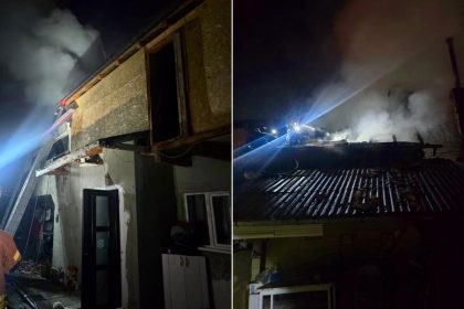 incendiu puternic in mijlocul noptii la sibiu mansarda unei case a fost distrusa foto