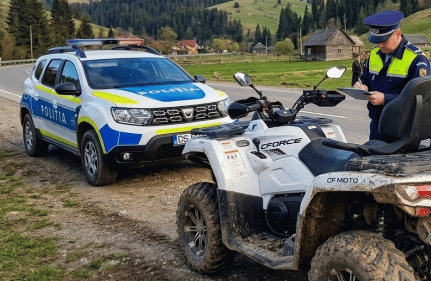 La 67 de ani prins pe ATV cu permisul suspendat
