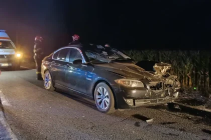 Accident DN14, Șeica Mare: șofer a lovit o căruță. Doi bărbați, la spital cu fracturi