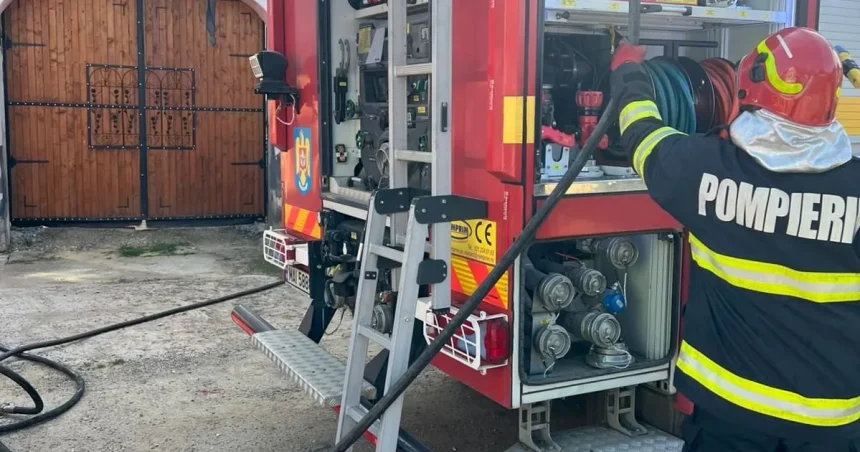 Incendiu la Șeica Mare: anexă gospodărească arsă complet, flăcările oprite aproape de casă