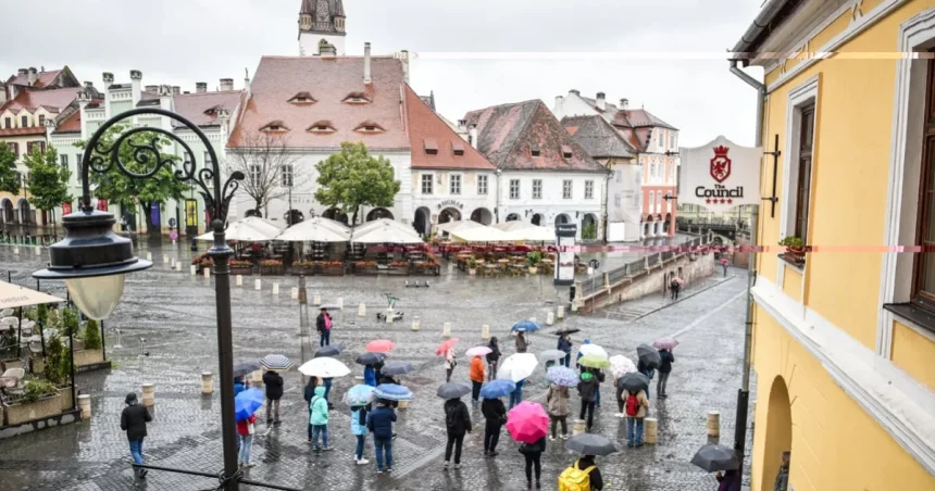 Luni ploioasă la Sibiu, cu 12 grade. Temperaturile urcă spre 16 grade de miercuri