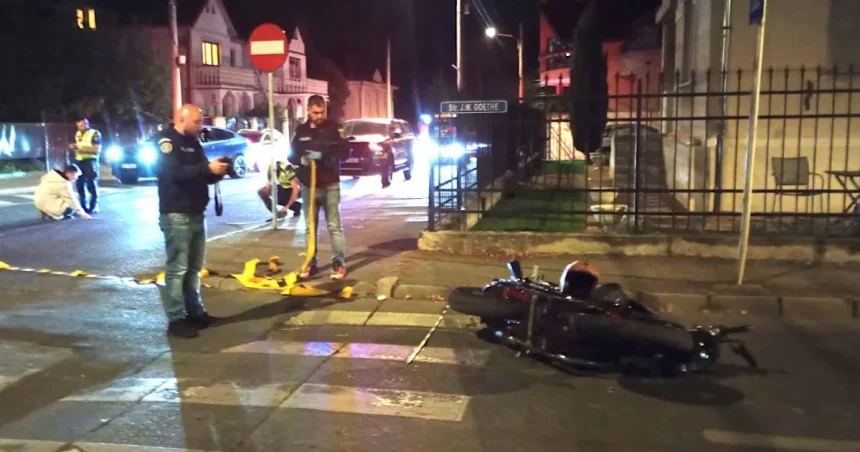 Motociclist rănit pe strada Argeșului din Sibiu din cauza neasigurării